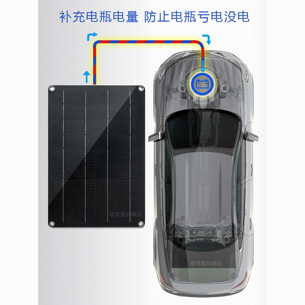 車載電瓶防虧電汽車太陽能充電板光伏蓄電池補充電12V通用型