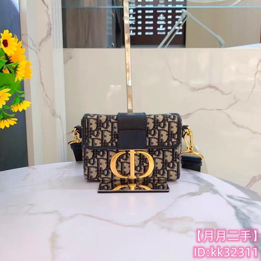 二手精品 Dior 迪奧 Montaigne 單肩包 斜挎包 蒙田盒子包 Oblique 帆布翻蓋 女包