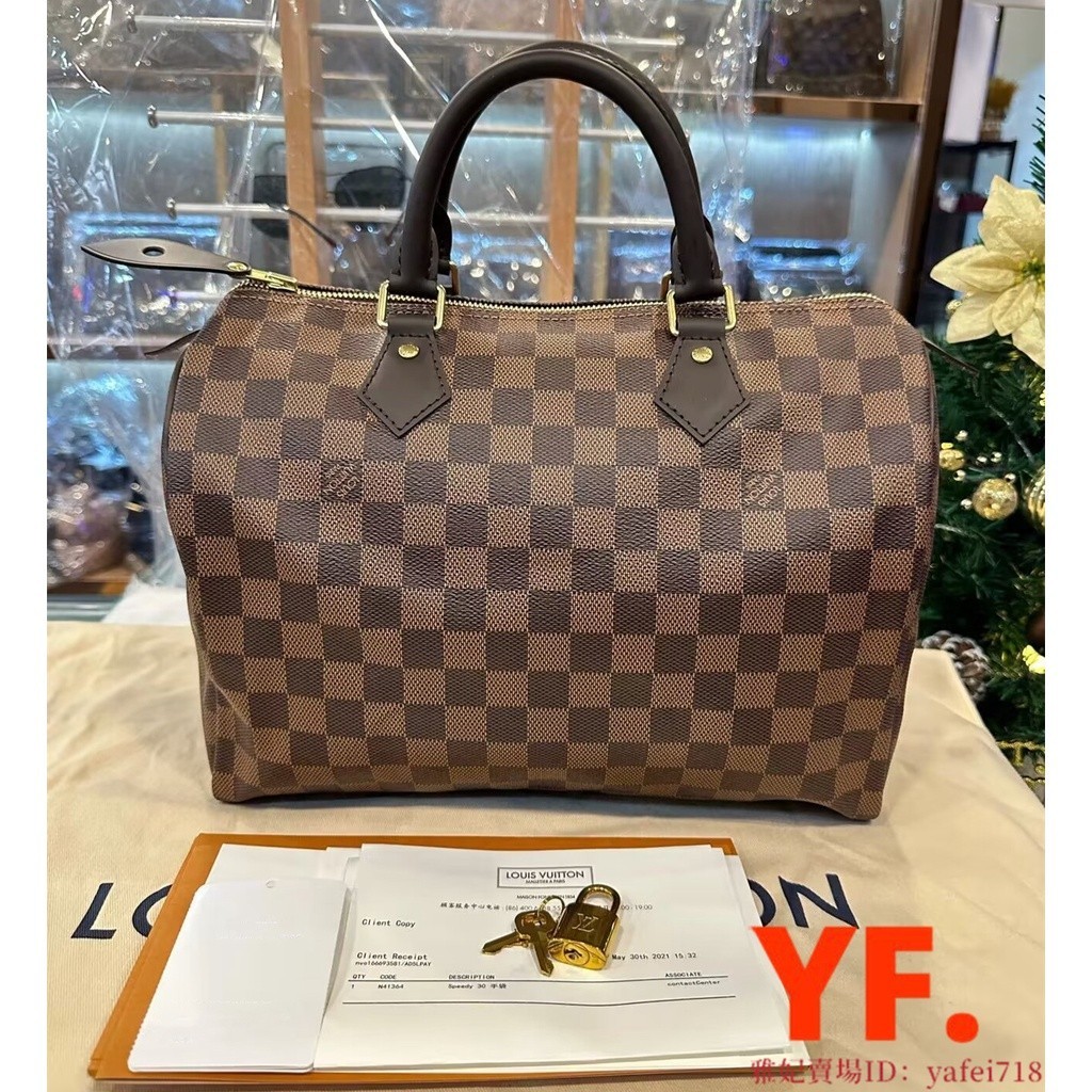 二手精品 LV 路易威登 N41367 SPEEDY 30 咖啡色棋盤格 枕頭包 手提包 肩背包 旅行包 實拍