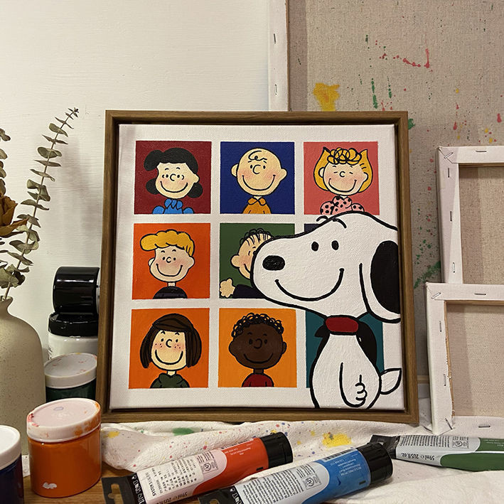史努比掛畫創意潮流抽象兒童房臥室藝術裝飾畫工作室潮牌創意壁畫兒童禮物兒童禮物 六一禮物