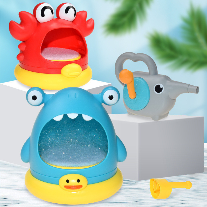 新款泡泡機 跨境新品吹泡泡鯊魚螃蟹洗澡玩具兒童戶外戲水螃蟹吹泡沫制造機