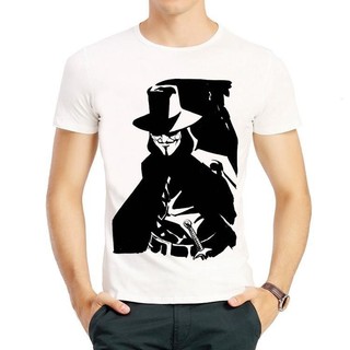 V字仇殺隊T恤衫春季白色短袖印花衣服男女V for Vendetta T-shirt