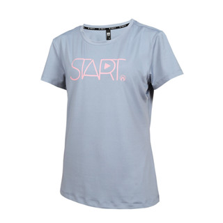 FIRESTAR 女彈性印花短袖T恤(慢跑 路跑 運動 上衣 「DL465-13」 靛灰粉