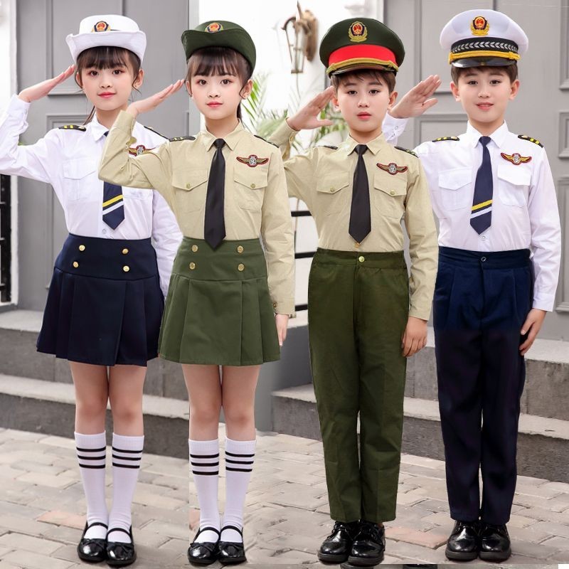 🎀爆款新品🎀兒童小海軍套裝警察制服飛行員套裝演出合唱服男女童長袖表演套裝