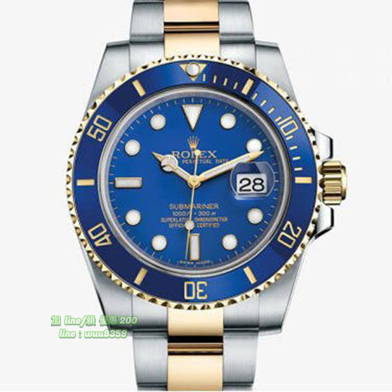 Rolex N廠勞力士 男士腕錶 機械錶 間金藍水鬼 3135機 40mm 實拍 免運（出貨前可拍視頻確認