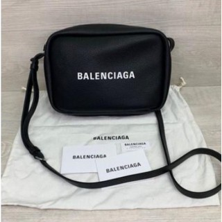 98新 Balenciaga EVERYDAY 489812 黑色 牛皮 白字 中型 斜背 相機包