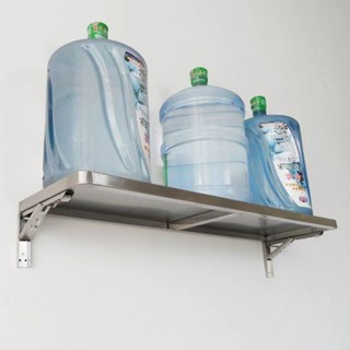 超厚不銹鋼掛墻可折疊置物架 超強承重傢用廚房微波爐墻上壁掛收納架 餐桌打孔置物架 單層收納置物架 廚房架 餐廳取餐架 M