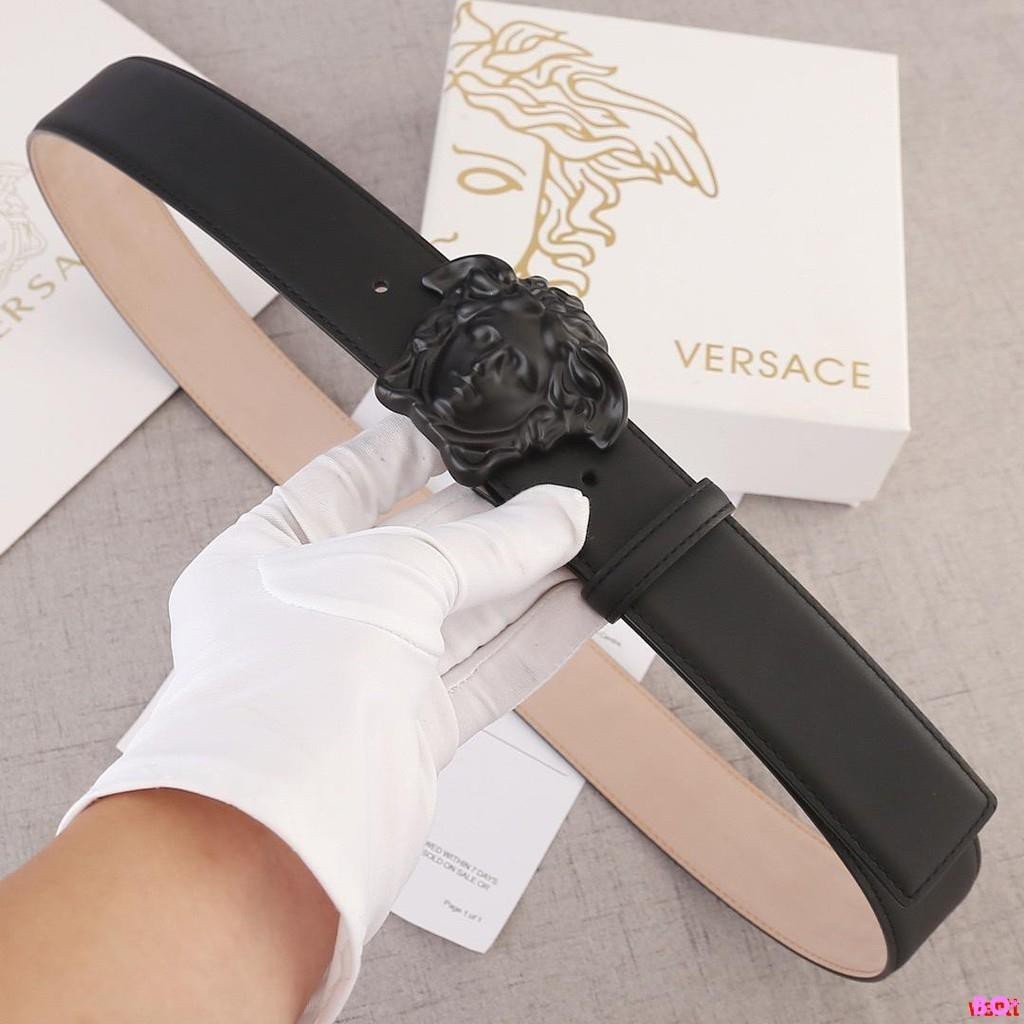 SG二手-凡賽斯皮帶 Versace 黑色標籤經典女王頭黑酒紅色 時尚腰帶
