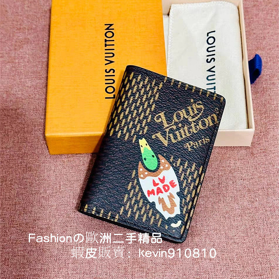 正品現貨 LV x Nigo 限量 聯名 鴨子 大棋盤格 薄型 萬用 證件 卡片夾 N60391實拍