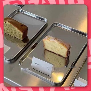 台灣出貨🐾韓國點心盤ins金屬餐盤不鏽鋼蛋糕甜品長方形下午茶托盤咖啡廳