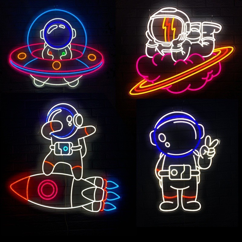 ｌｈ客製化 霓虹燈 太空人太空人霓虹燈 發光字招牌 新款網紅貼片燈帶造型 現代美陳裝飾