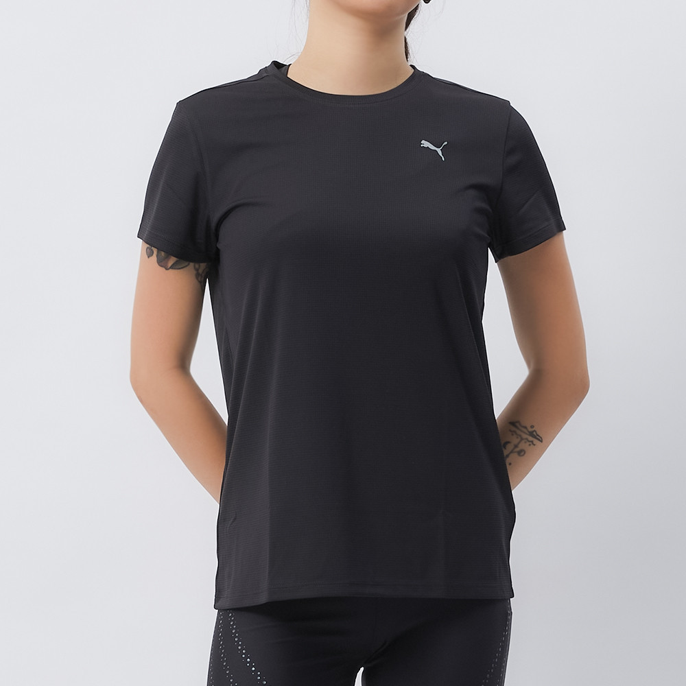 Puma 慢跑系列 Run Fav 女 黑 圖樣 T恤 運動 休閒 舒適 短袖 52512101