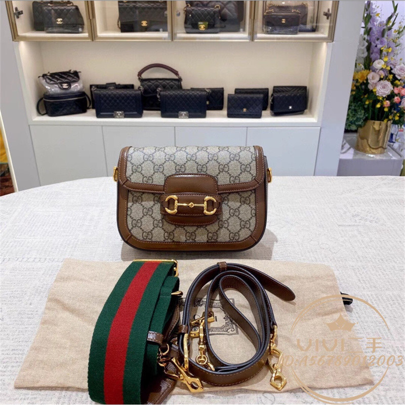 正品現貨 GUCCI 古馳 658574 馬銜扣1955 迷你手袋 咖啡色 馬鞍包 單肩包 斜挎包