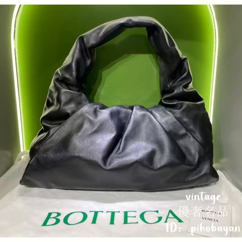 優奢二手 Bottega Veneta 寶緹嘉 648025 pouch BV 黑色 雲朵包 單肩包 枕頭包 牛角包