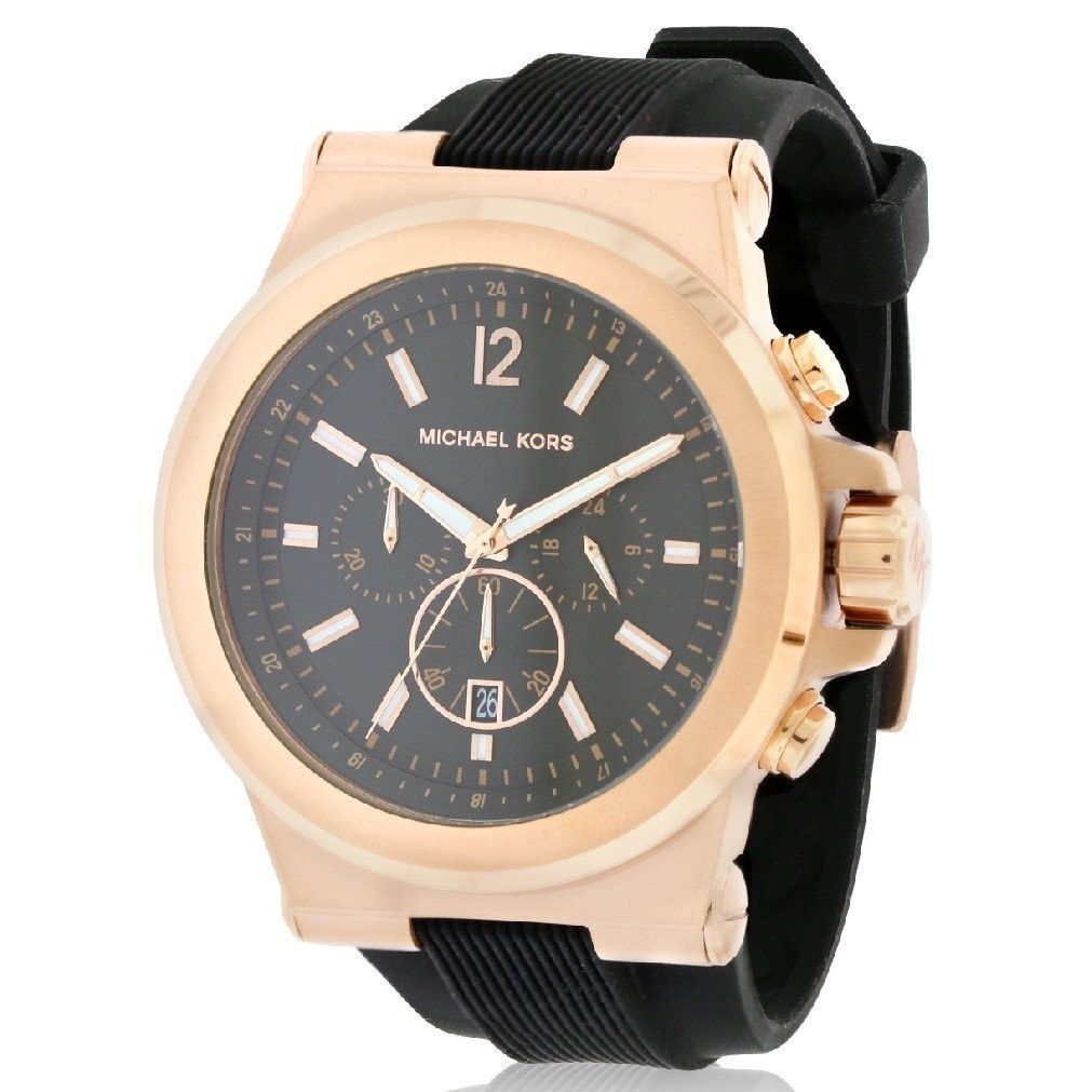 Michael Kors MK男士手錶 玫瑰金橡膠錶帶男錶 MK8184 錶盤直徑45mm