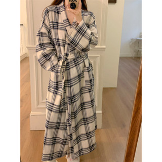 睡袍 格紋浴袍 長款和服睡衣 ins寬鬆睡衣 可外穿傢居服 睡袍 浴袍 傢居服 睡衣 薄款日式浴袍 酒店睡袍 溫泉浴衣