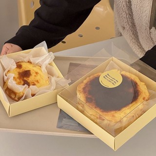 💕熱銷💕‹甜品盒子› 韓系4寸6寸巴斯克芝士蛋糕盒輕乳酪西點包裝打包盒烘焙油紙託