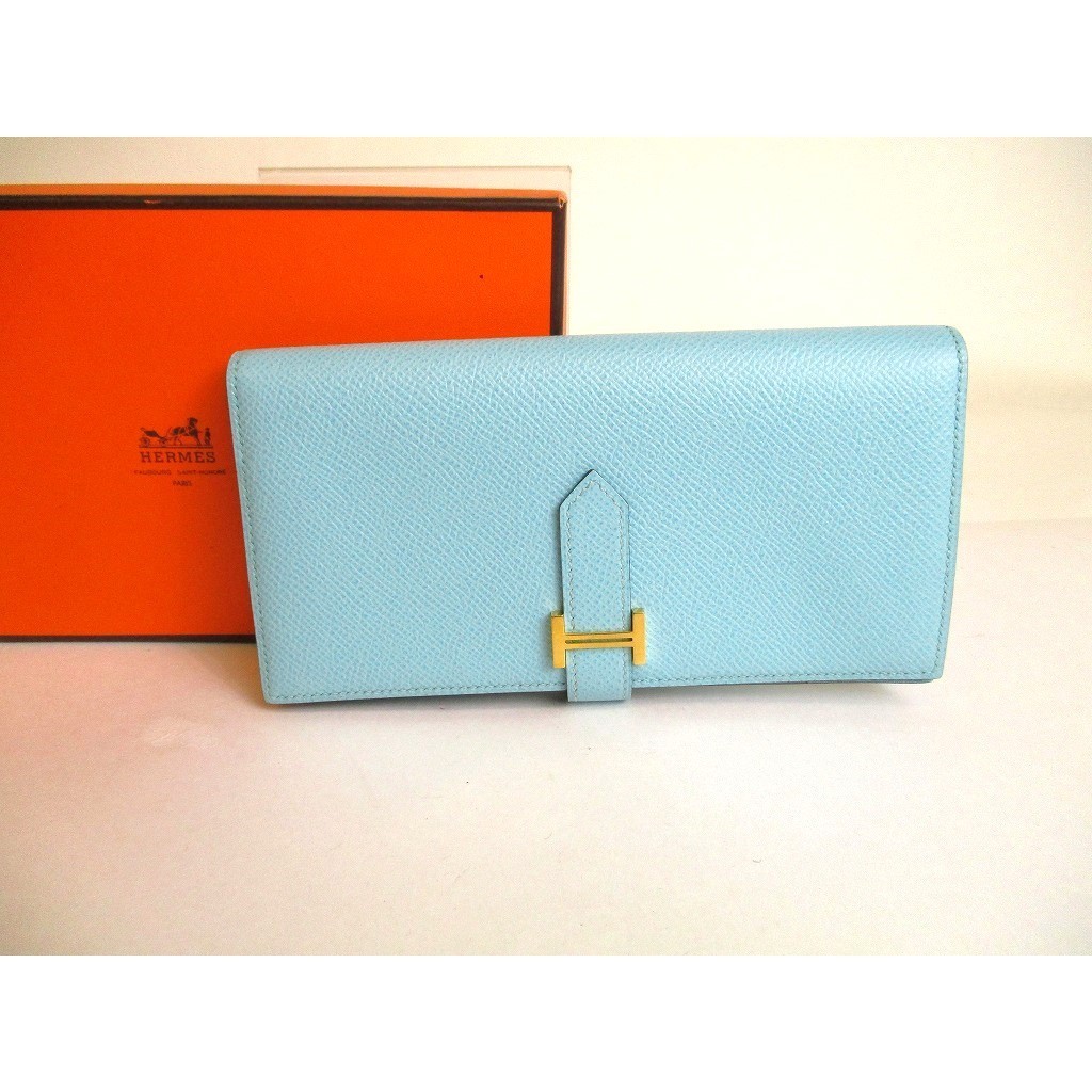 Auth HERMES Long Wallet Bearn Soufflet #9819
