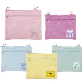 【現貨】小禮堂 Sanrio 三麗鷗 尼龍扁平斜揹包 (大頭布貼款) 布丁狗 酷洛米 大耳狗