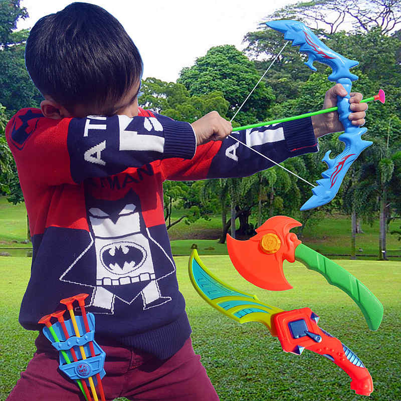 玩具 弓箭玩具 兒童玩具塑料弓箭男孩戶外活動吸盤直拉玩具武器競技彈力套裝