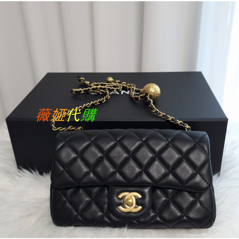 CHANEL 方胖子 香奈兒 金球CF 鏈帶包 口蓋包 羊皮 斜挎包20cm AS1787 二手奢品