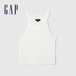 Gap 女裝 Logo羅紋圓領針織背心-白色(464849)