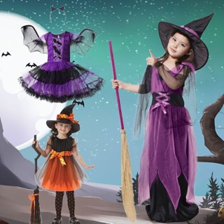 萬聖節兒童服裝女童COSplay小女巫蝙蝠舞會恐怖吸血鬼公主COS服飾