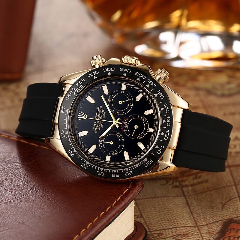 Rolex《實物拍攝》勞力士 宇宙計型迪通拿系列 男士手錶 石英錶 矽膠錶帶 三眼計時錶 礦物質鏡面 百搭 經典男錶