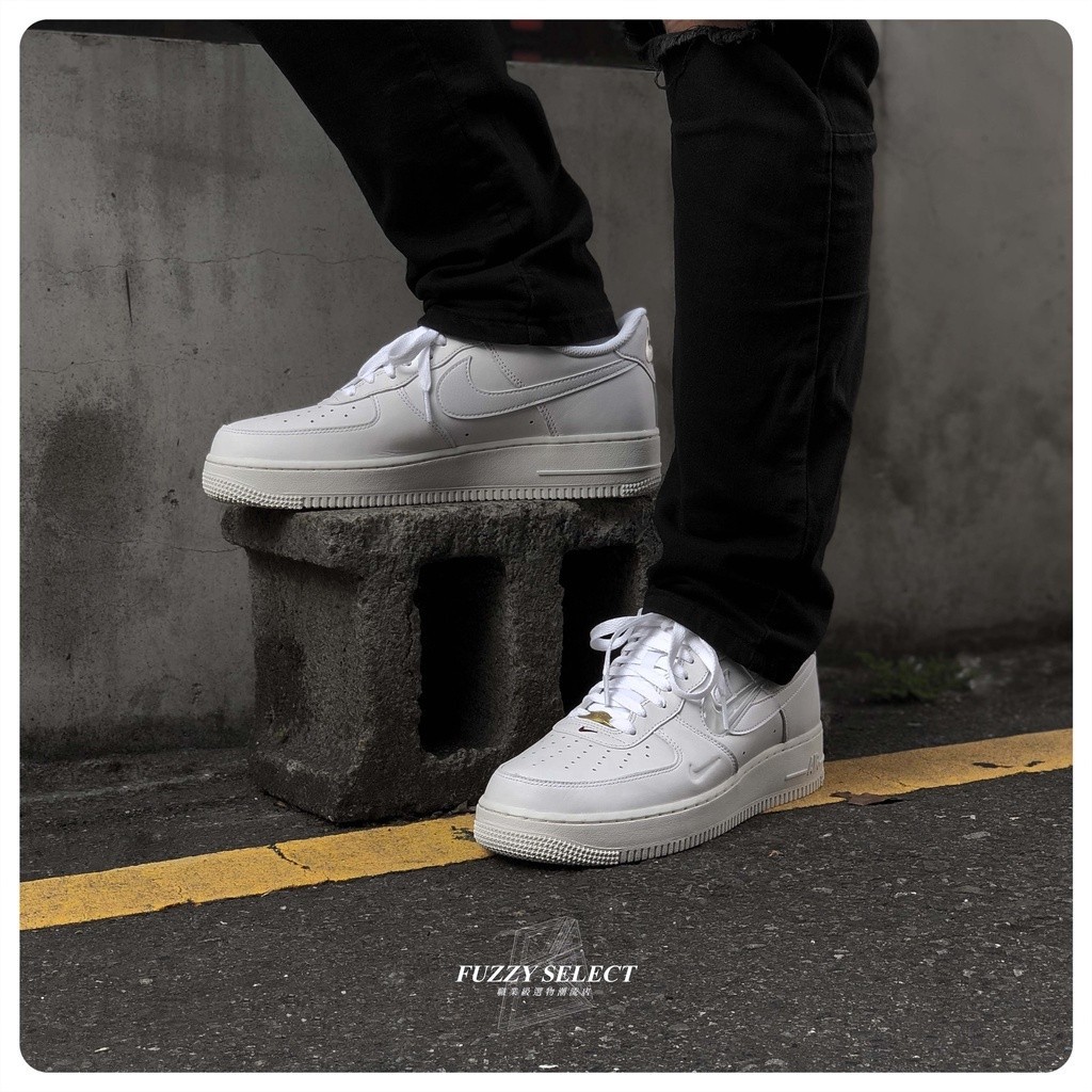 【正品】Nike Air Force 1 40週年 全白 果凍 小勾 白金 鐵牌 DQ7664-100