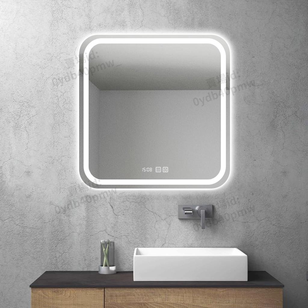 可開統編 ✨智能鏡子 ✨磨砂方鏡 ✨智能正方形鏡 110V電壓－ LED燈鏡 浴室鏡 壁掛衛浴鏡 除霧鏡 帶燈化妝鏡