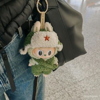 軍人衣著 Labubu 拉布布搪膠衣服娃衣周邊拉不不頭套髮箍帽子圍巾圈17公分 雷鋒套裝 泡泡瑪特 labubu替換裝