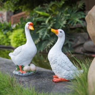 【順順裝飾】開店必備庭院擺件 花園裝飾 戶外園林花園庭院仿真鴨子擺件樹脂動物雕塑景觀工藝品戶外鵝別墅田園