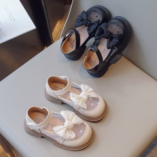 Yelly's~Shop黑色小皮鞋女童單鞋2024春夏新款網麵軟底公主防滑兒童透氣網鞋子