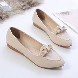 【GL SHOES】女鞋 豆豆鞋娃娃鞋 單鞋 一腳蹬平底鞋 平底單鞋女2024新款豆豆鞋一腳蹬女鞋子百搭樂福鞋舒適淺口工