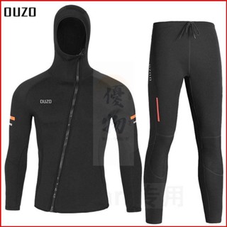 OUZO 1.5mm 連帽潛水上衣 潛水長褲 男士長袖保暖前置ykk拉鍊褲腰內建拉繩【優物】
