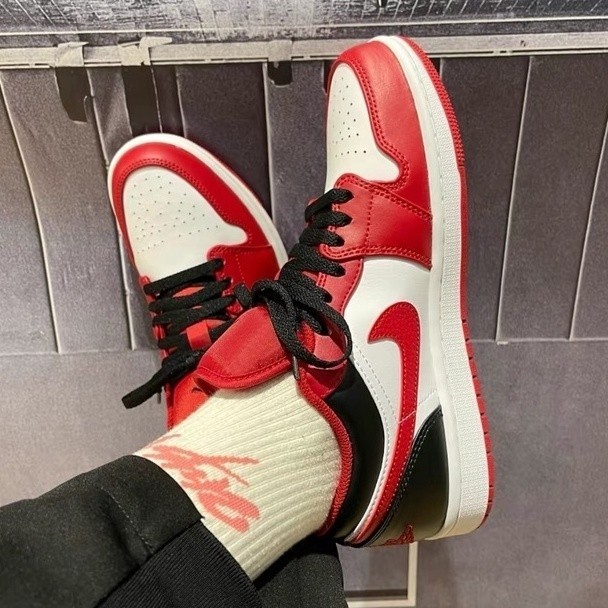 NIKE AIR JORDAN 1 LOW AJ1 芝加哥 低筒 553558-062 灰粉 163 白黑紅 男鞋