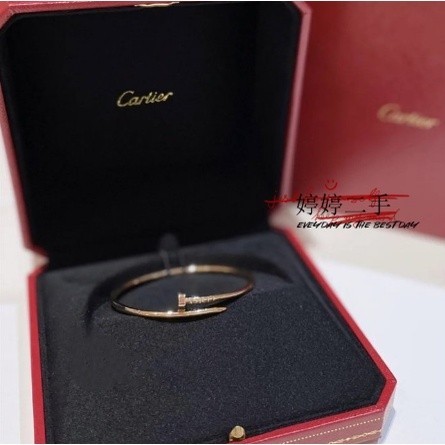 二手特价出Cartier卡地亞 JUSTE 18K玫瑰金 手鐲 鑽石款 寬版 釘子手環 B6048517