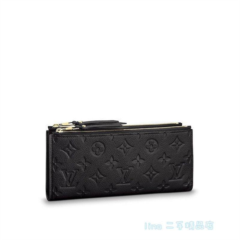 精品現貨 LV-Louis Vuitton LV M62528 Adele 雙拉鍊 黑色 紅色 壓紋 長夾