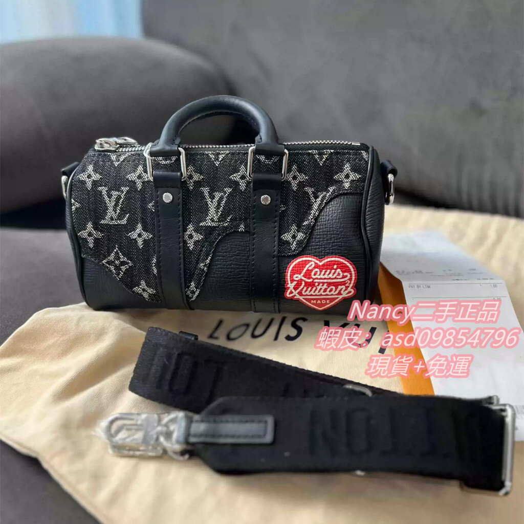 二手精品 LV 路易威登 keepall 托特包 M81010 帆布包 單肩包 斜挎包 男女同款單寧牛仔包