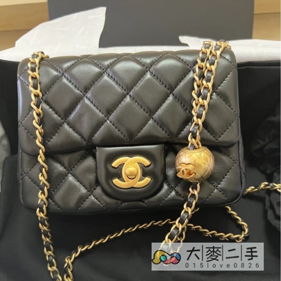 CHANEL 香奈兒 Mini 方胖子 金扣 CF金球包 小羊皮 斜挎包 肩背包 熱賣款 AS1786