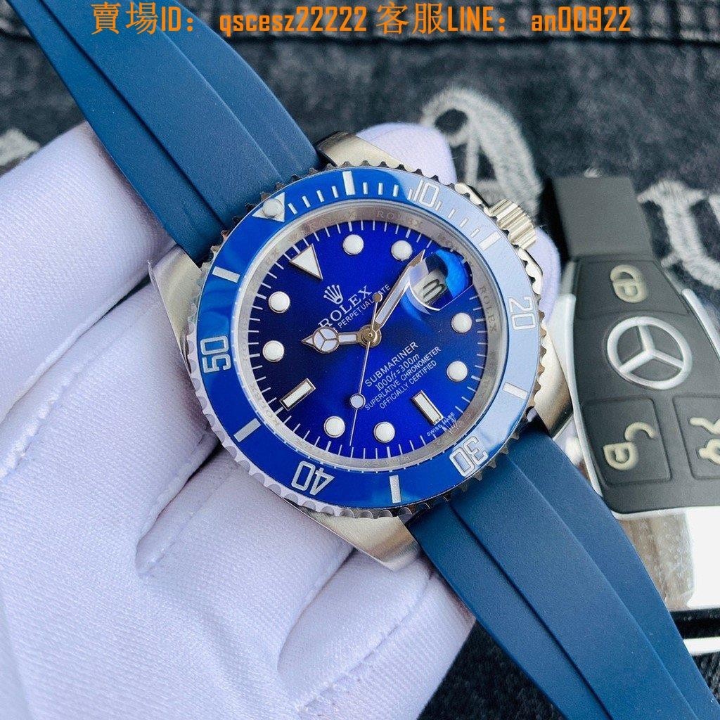 勞力士Rolex手錶40mm男士精品商務腕錶全自動機械錶天然橡膠男錶勞力士綠水鬼黑水鬼超級夜光
