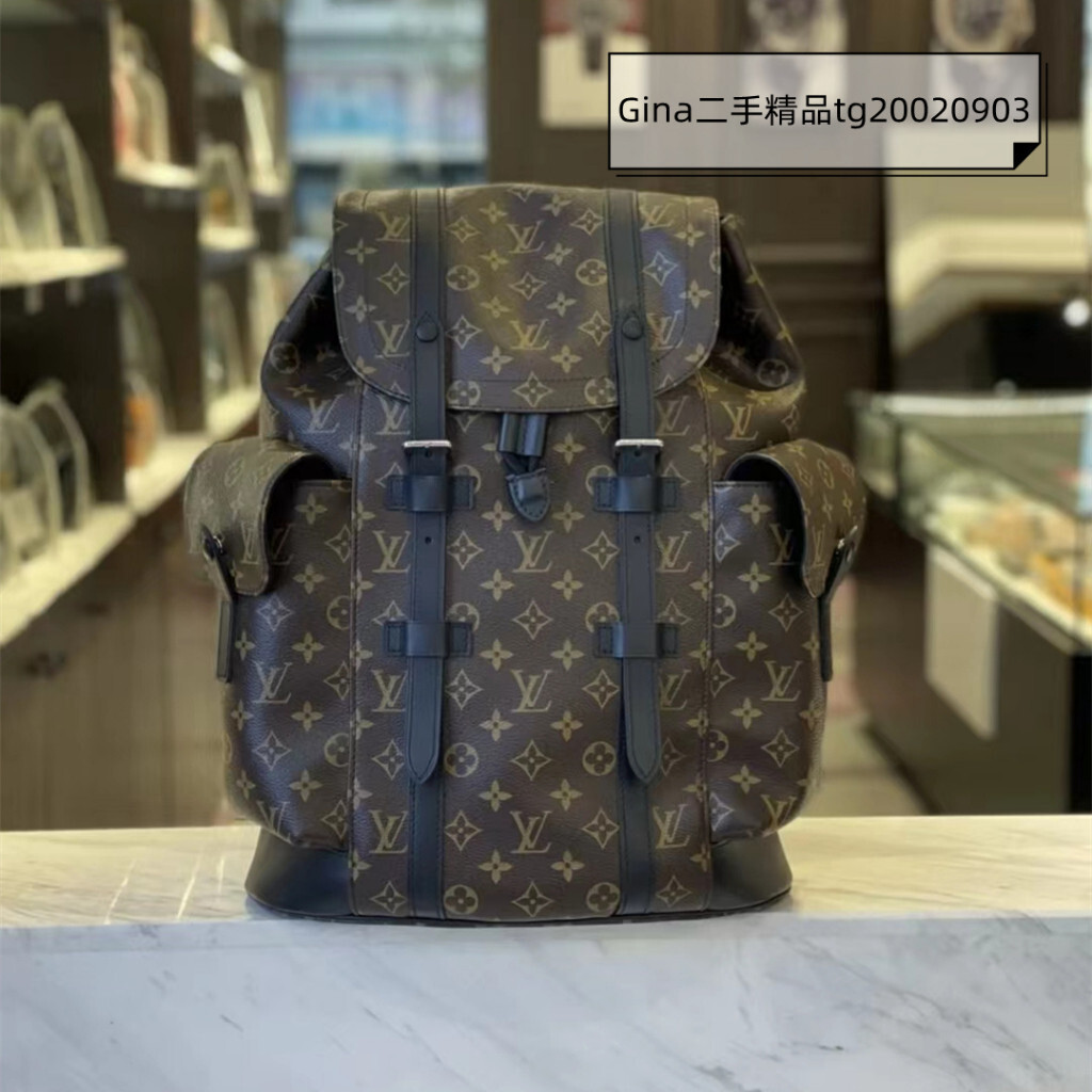 二手 LV 路易威登 登山包 CHRISTOPHER 經典老花 雙肩包 後背包 M43735