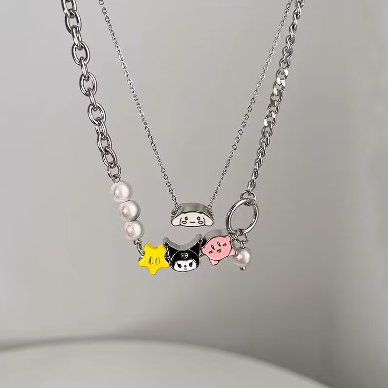 (特價下殺)庫洛米雙層拚接疊戴辣妹項鏈女 鎖骨鏈網紅爆款衛衣毛衣鏈 卡通配飾生日禮物 庫洛米週邊 庫洛米 庫洛米禮物
