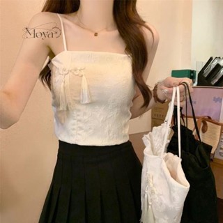 滿200出貨·新中式女夏新款修身可調節肩帶蝴蝶盤扣內搭上衣國風吊帶背心流蘇 漢服抹胸 漢服吊帶 平口背心 漢元素吊帶 小