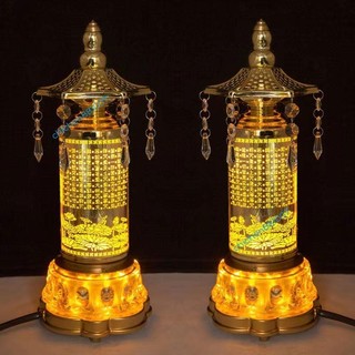 精選 110VLED七彩供佛燈 蓮花燈 神明燈 大悲咒轉經筒佛燈 心經電動轉經輪佛前燈 轉經筒唸佛機chichen