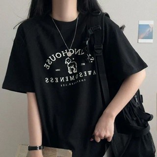 Vuja de 純棉 t恤 短袖上衣女 小羊印花 T恤 韓國上衣 oversize T恤 寬鬆上衣 ins風 潮流衣服