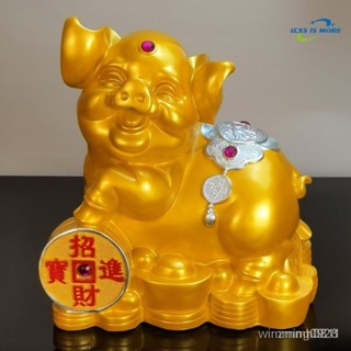 🔥卡通存錢罐 撲滿 金豬存錢罐 仿紅木大容量存錢罐 招財豬儲錢罐 樹脂儲蓄罐 創意擺件 錢筒 造型存錢筒 擺飾創意存錢筒
