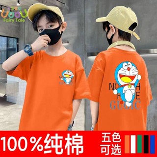 兒童上衣 男童上衣 短袖上衣 童裝男童短袖t恤純棉夏裝新款兒童卡通哆啦A夢中大童男孩上衣潮t
