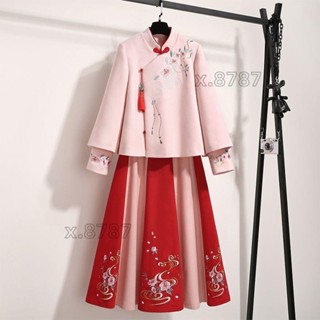 臺灣出貨⭐改良漢服 套裝女 秋冬新款 民國風復古旗袍 改良版漢服 唐裝禪意茶服女 古風古裝衣服