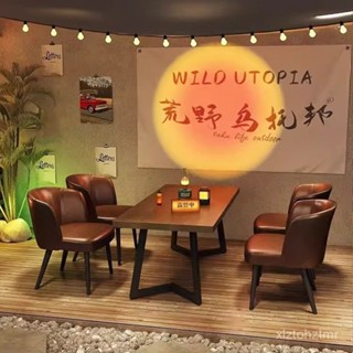 【臺灣熱銷】露營風酒吧散臺清吧散桌工業風實木桌椅小酒館燒烤店咖啡廳奶茶店